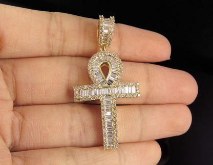 1.75 Inch Lab Grown Diamond Baguette Cross Pendant