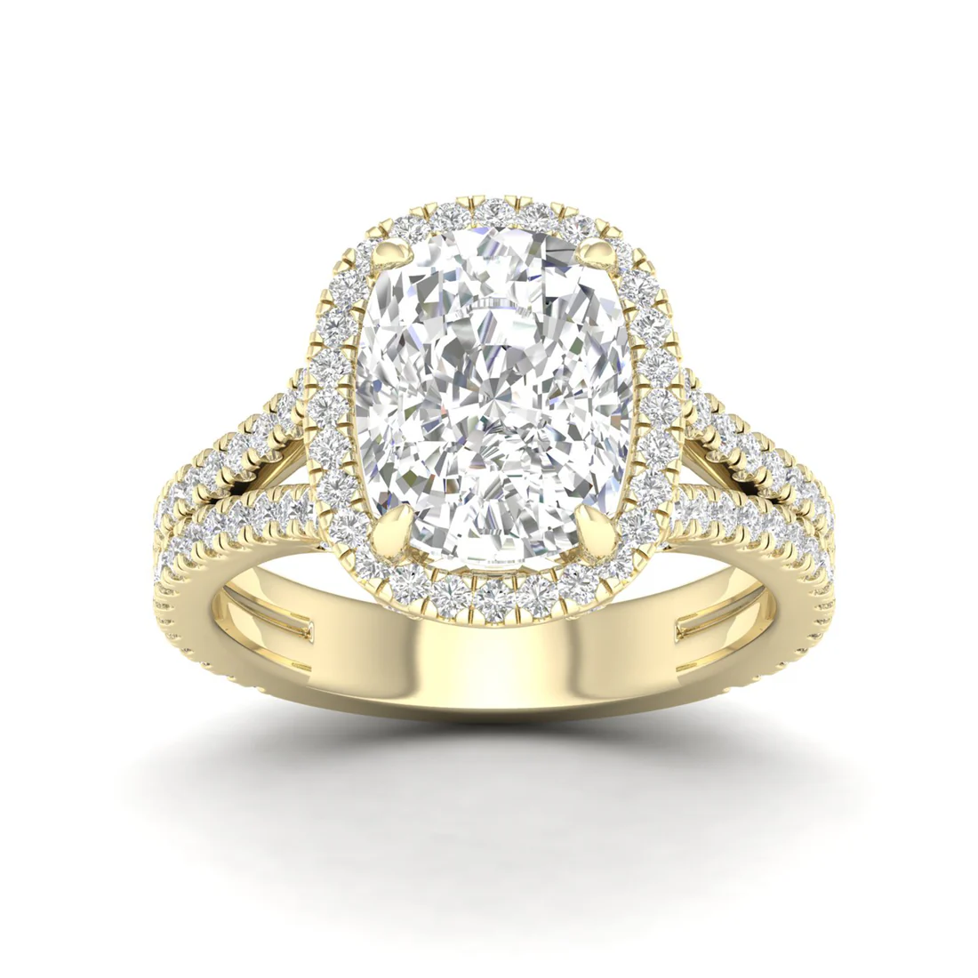 5.1 CTW Halo Cushion Lab Grown Diamond Engagement Ring