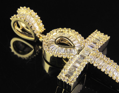 1.75 Inch Lab Grown Diamond Baguette Cross Pendant