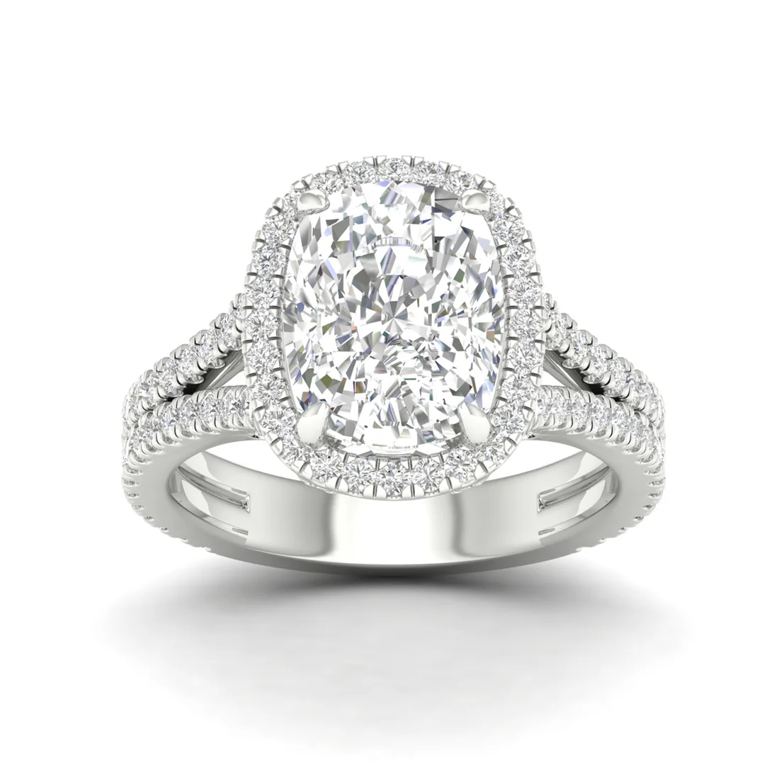 5.1 CTW Halo Cushion Lab Grown Diamond Engagement Ring