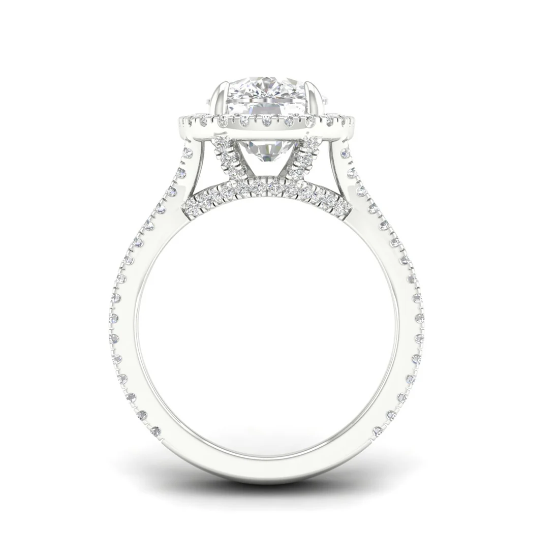 5.1 CTW Halo Cushion Lab Grown Diamond Engagement Ring