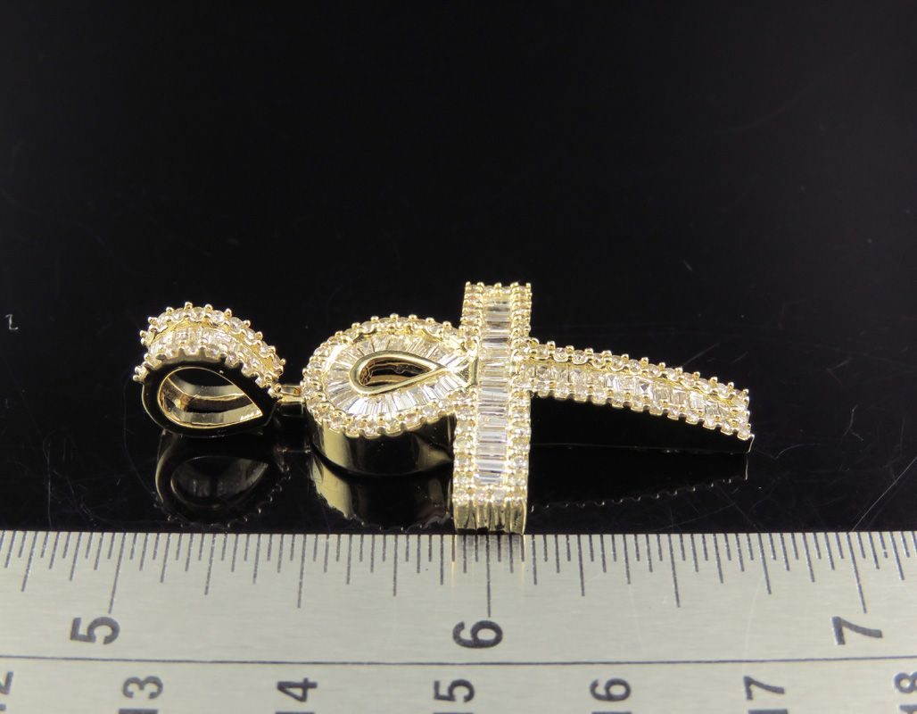 1.75 Inch Lab Grown Diamond Baguette Cross Pendant