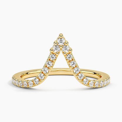 0.20 CTW Round Lab Grown Diamond V Shaped Wedding Band