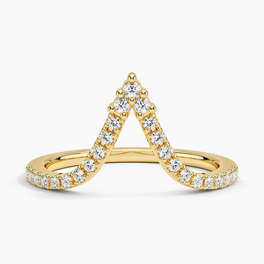 0.20 CTW Round Lab Grown Diamond V Shaped Wedding Band