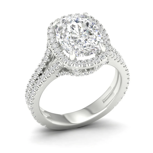 5.1 CTW Halo Cushion Lab Grown Diamond Engagement Ring