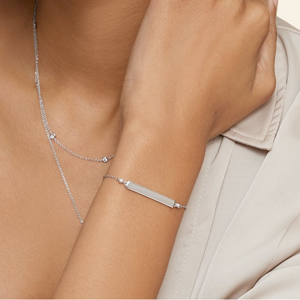 7 inch Engravable Lab Grown Diamond Simple Bracelet
