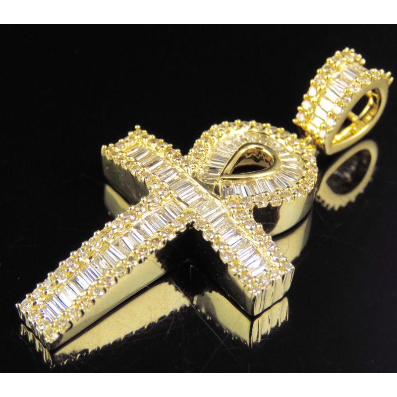 1.75 Inch Lab Grown Diamond Baguette Cross Pendant