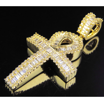 1.75 Inch Lab Grown Diamond Baguette Cross Pendant