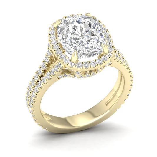 5.1 CTW Halo Cushion Lab Grown Diamond Engagement Ring