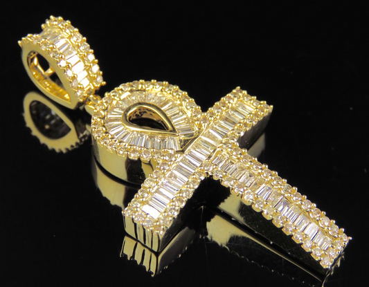 1.75 Inch Lab Grown Diamond Baguette Cross Pendant