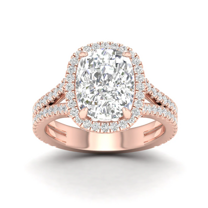 5.1 CTW Halo Cushion Lab Grown Diamond Engagement Ring