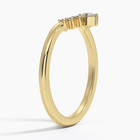 Round And Pear Lab Grown Diamond Yellow Gold Wedding Band