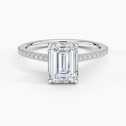 1 1/2CT Emerald Lab Grown Diamond Engagement Ring