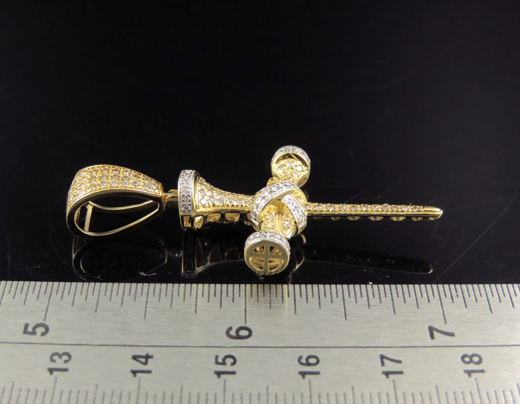 2 Inch 10K Lab Grown Diamond Nail Cross Pendant