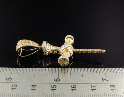 2 Inch 10K Lab Grown Diamond Nail Cross Pendant