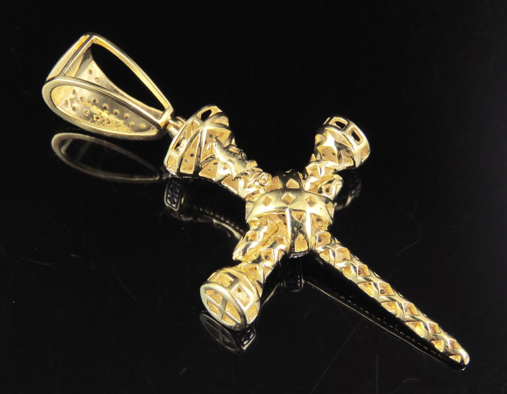 2 Inch 10K Lab Grown Diamond Nail Cross Pendant