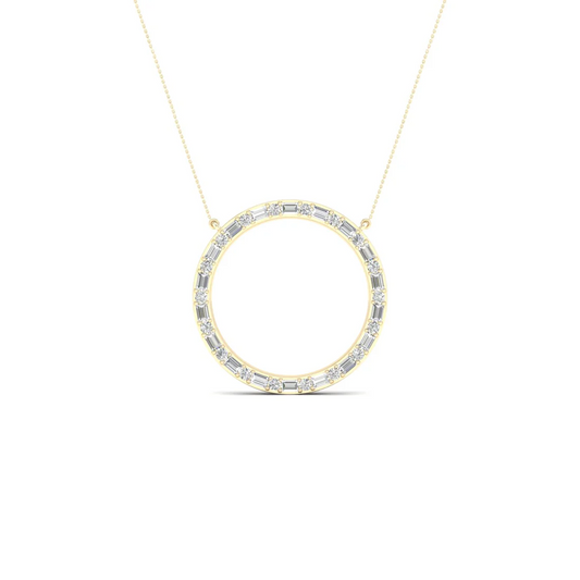 0.50 CTW Lab Grown Diamond Baguette Round Cut Pendant