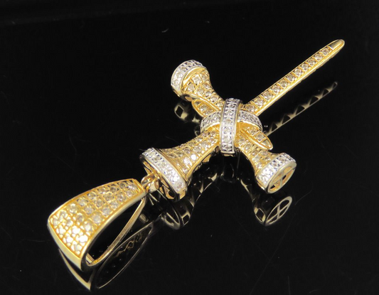 2 Inch 10K Lab Grown Diamond Nail Cross Pendant
