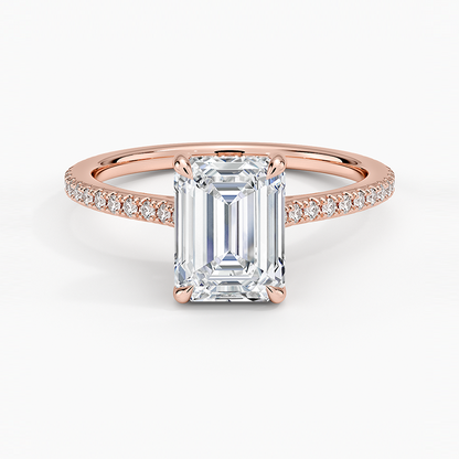 1 1/2CT Emerald Lab Grown Diamond Engagement Ring