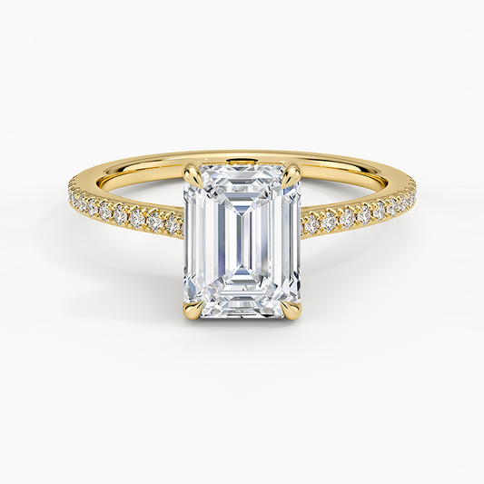 1 1/2CT Emerald Lab Grown Diamond Engagement Ring