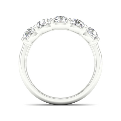 2 CTW Five Five Stone Cushion Lab Grown Diamond Anniversary Band