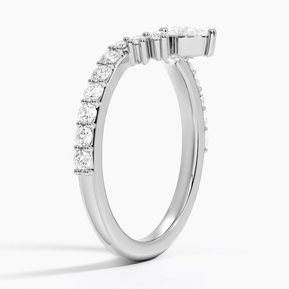 0.46CTW Round And Pear Lab Grown Diamond White Gold Wedding Band