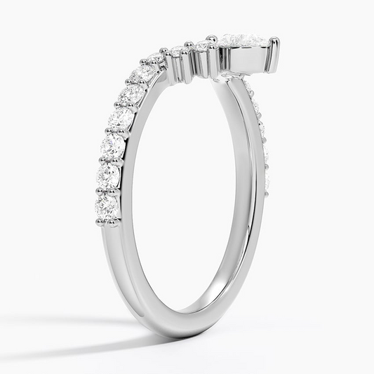 0.46CTW Round And Pear Lab Grown Diamond White Gold Wedding Band