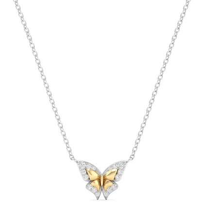 0.16CTW Lab Grown Diamond Two Tone Butterfly Pendant