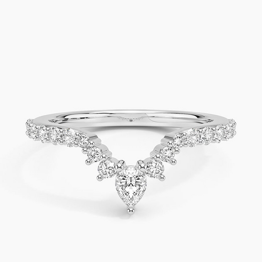 0.46CTW Round And Pear Lab Grown Diamond White Gold Wedding Band