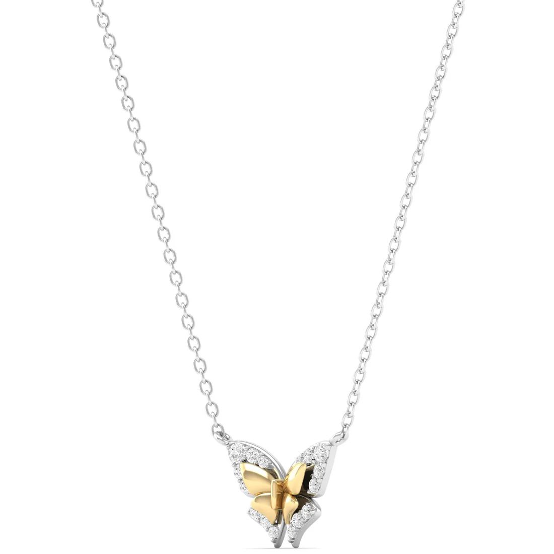 0.16CTW Lab Grown Diamond Two Tone Butterfly Pendant