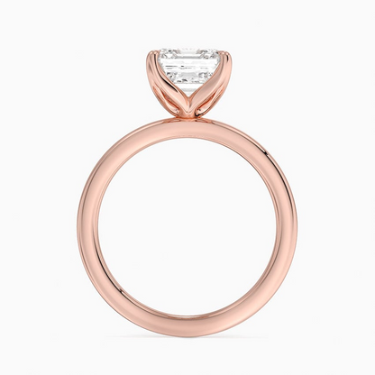 3 CT Asscher Lab Grown Diamond Gold Perfect Fit Solitaire Ring