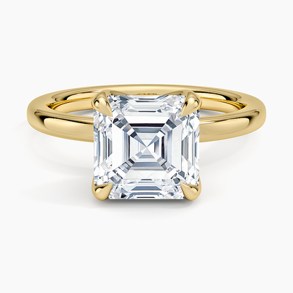 3 CT Asscher Lab Grown Diamond Gold Perfect Fit Solitaire Ring