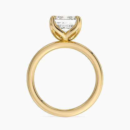3 CT Asscher Lab Grown Diamond Gold Perfect Fit Solitaire Ring