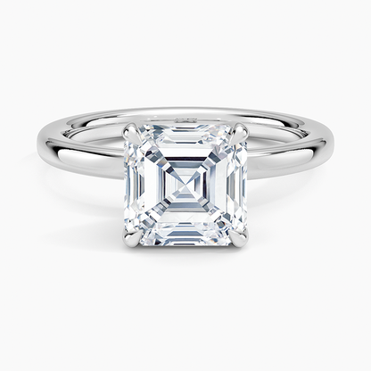 3 CT Asscher Lab Grown Diamond Gold Perfect Fit Solitaire Ring