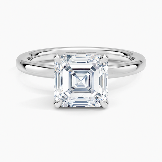 3 CT Asscher Lab Grown Diamond Gold Perfect Fit Solitaire Ring