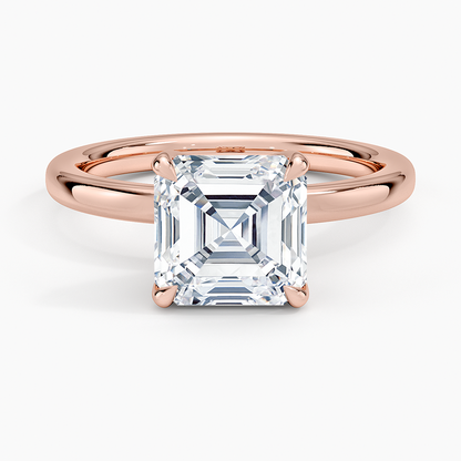 3 CT Asscher Lab Grown Diamond Gold Perfect Fit Solitaire Ring