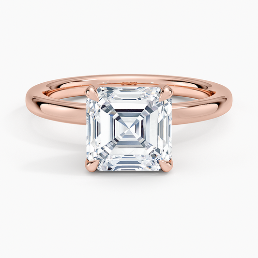 3 CT Asscher Lab Grown Diamond Gold Perfect Fit Solitaire Ring
