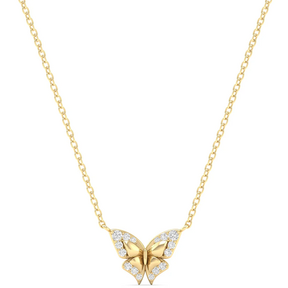 0.16CTW Lab Grown Diamond Two Tone Butterfly Pendant