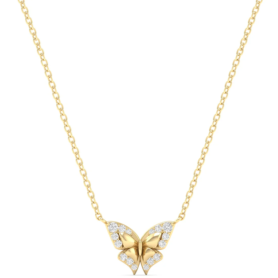 0.16CTW Lab Grown Diamond Two Tone Butterfly Pendant