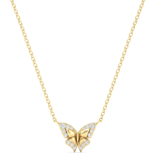 0.16CTW Lab Grown Diamond Two Tone Butterfly Pendant