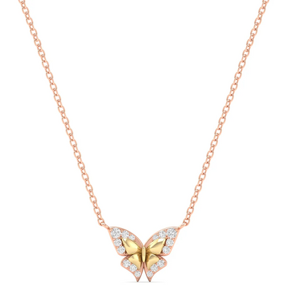 0.16CTW Lab Grown Diamond Two Tone Butterfly Pendant
