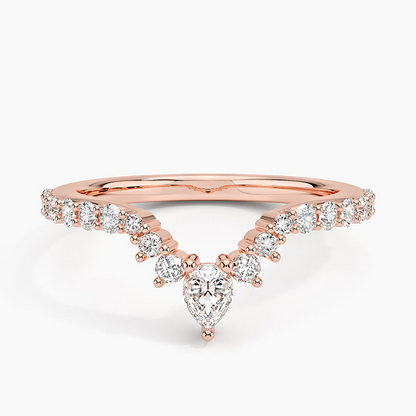 0.46CTW Round And Pear Lab Grown Diamond White Gold Wedding Band