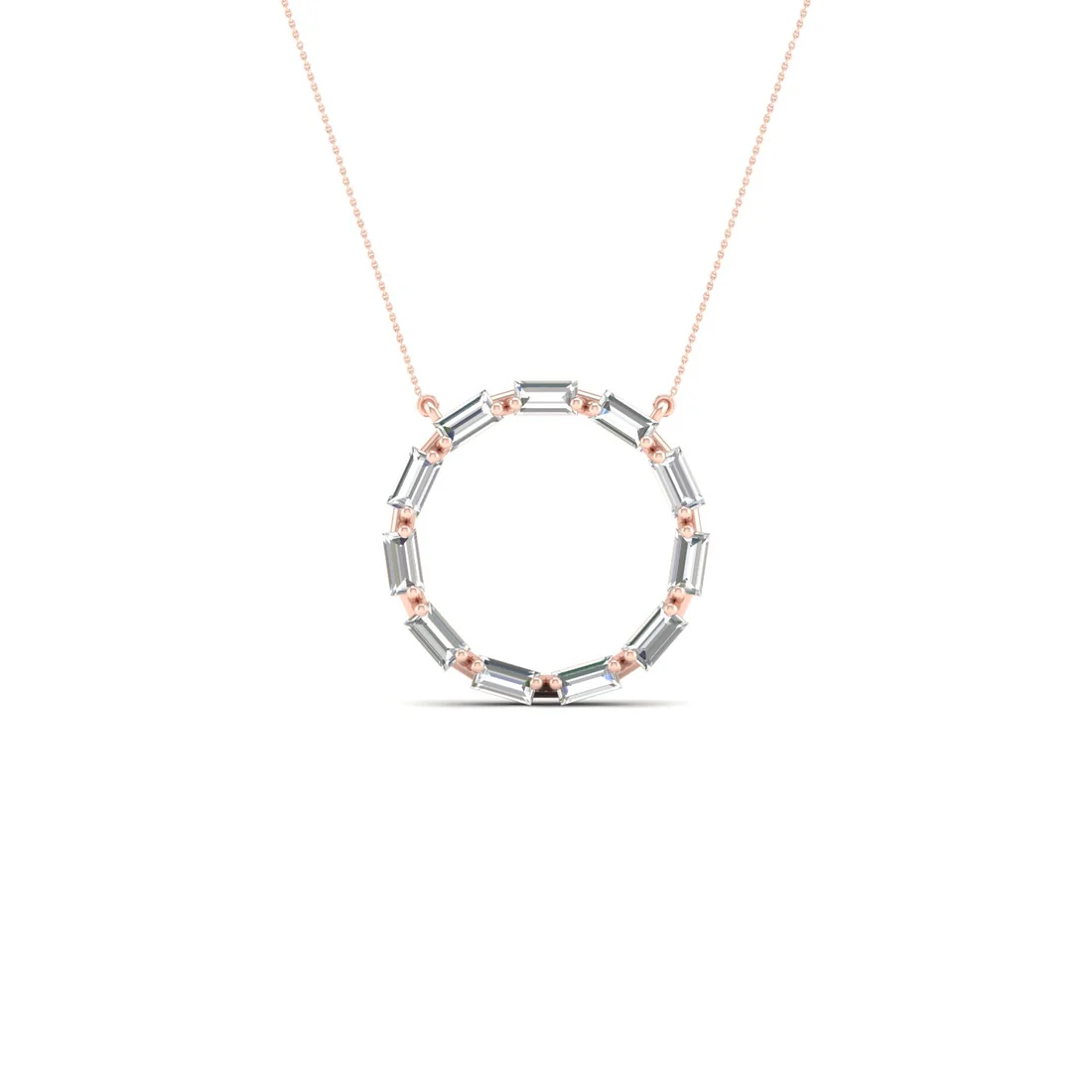 0.50 CTW Lab Grown Diamond Baguette Circle Pendant