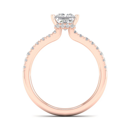 0.98CTW Princess Cut Lab Grown Diamond Ring Women