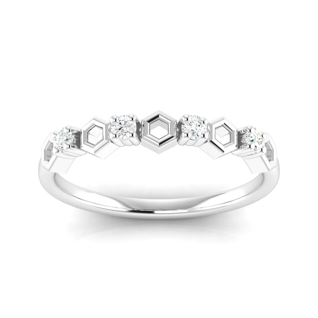 0.1Ctw Lab Grown Diamond Hexagon Wedding Band