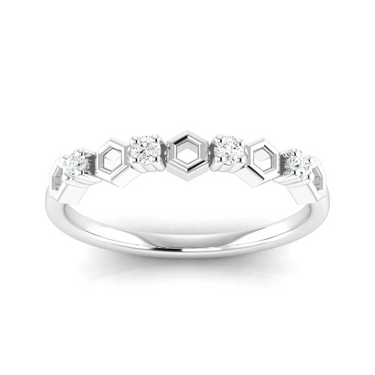 0.1Ctw Lab Grown Diamond Hexagon Wedding Band