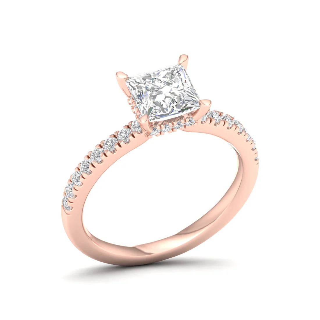0.98CTW Princess Cut Lab Grown Diamond Ring Women