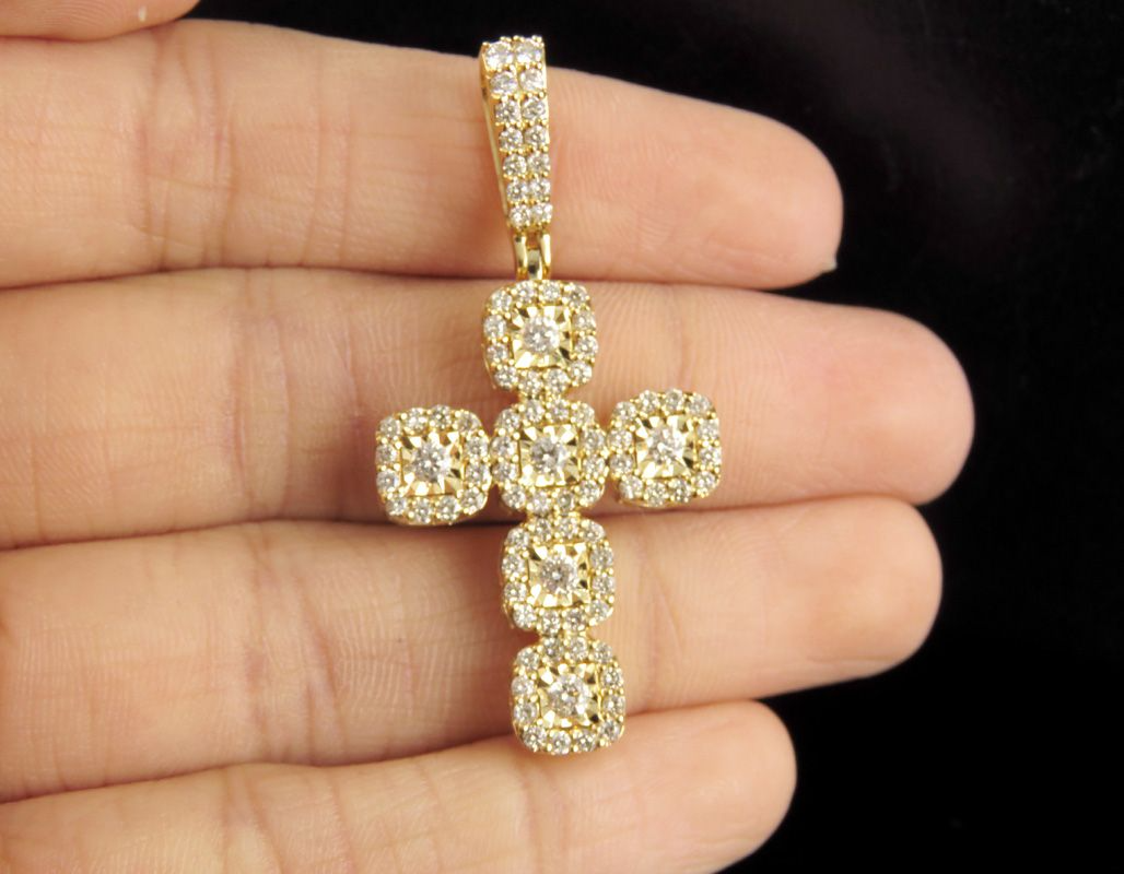 1.50 CTW Lab Grown Diamond Square Cluster Cross Pendant