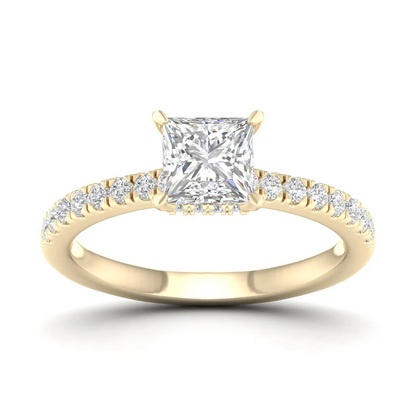 0.98CTW Princess Cut Lab Grown Diamond Ring Women