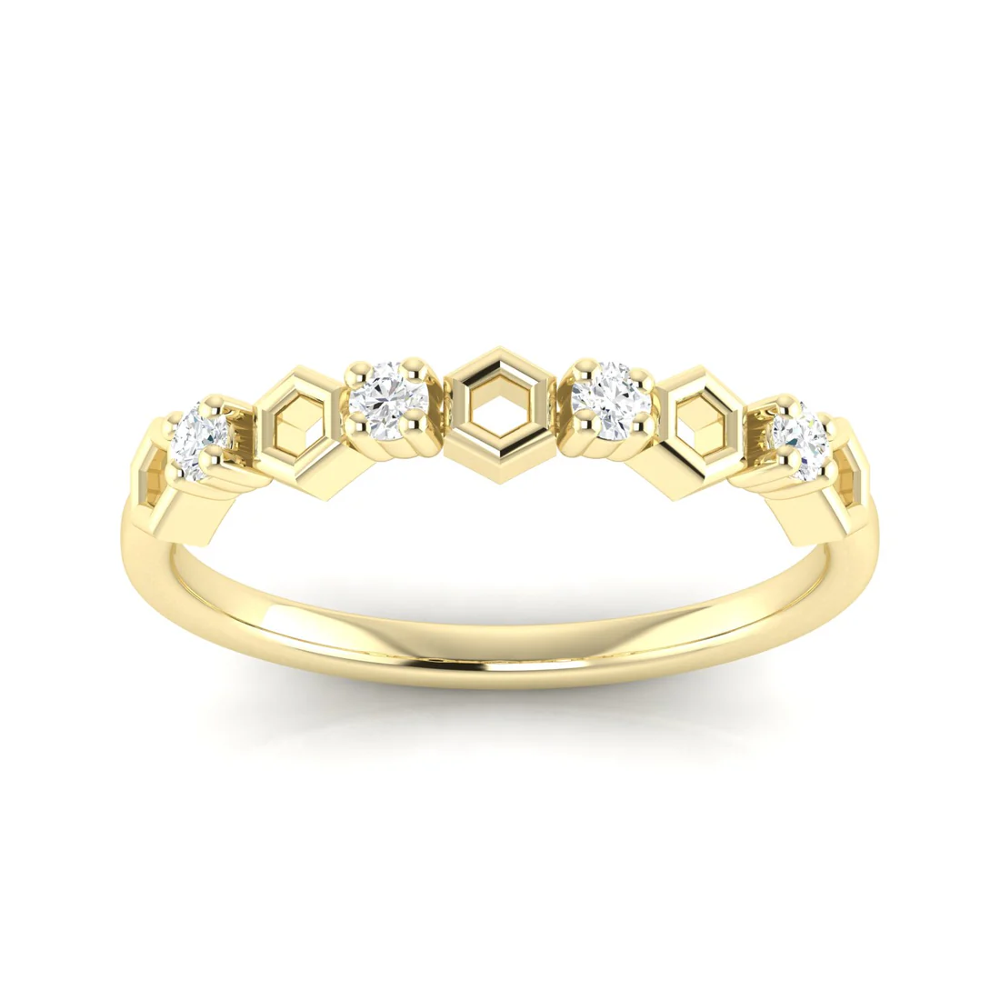 0.1Ctw Lab Grown Diamond Hexagon Wedding Band